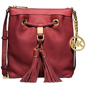 NWT Michael Kors Camden Drawstring Crossbody Red